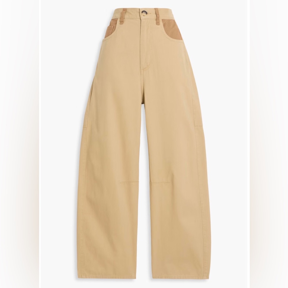 Rag And Bone Light Tan Charlie Cotton Cropped Two Tone Pants - Picture 3 of 14